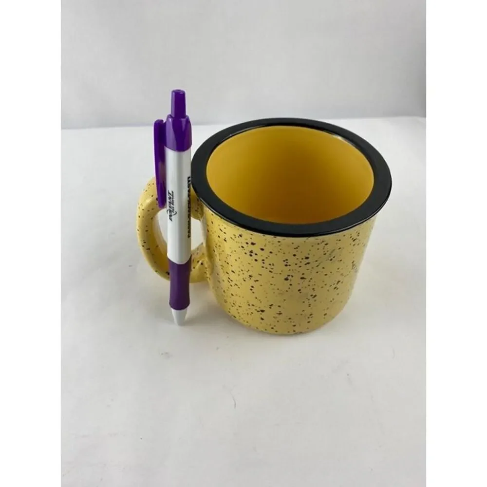 Yellow And Black Speckled Thick Chunky Coffee Tea Cup Mug 3.5in X 4in